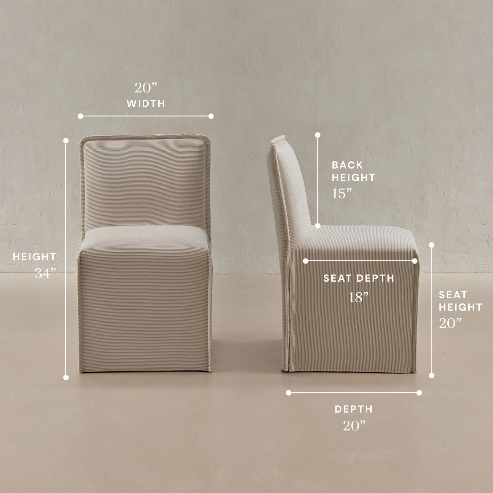 Washable Upholstered Dining Chair | 15 Back Height in Milk