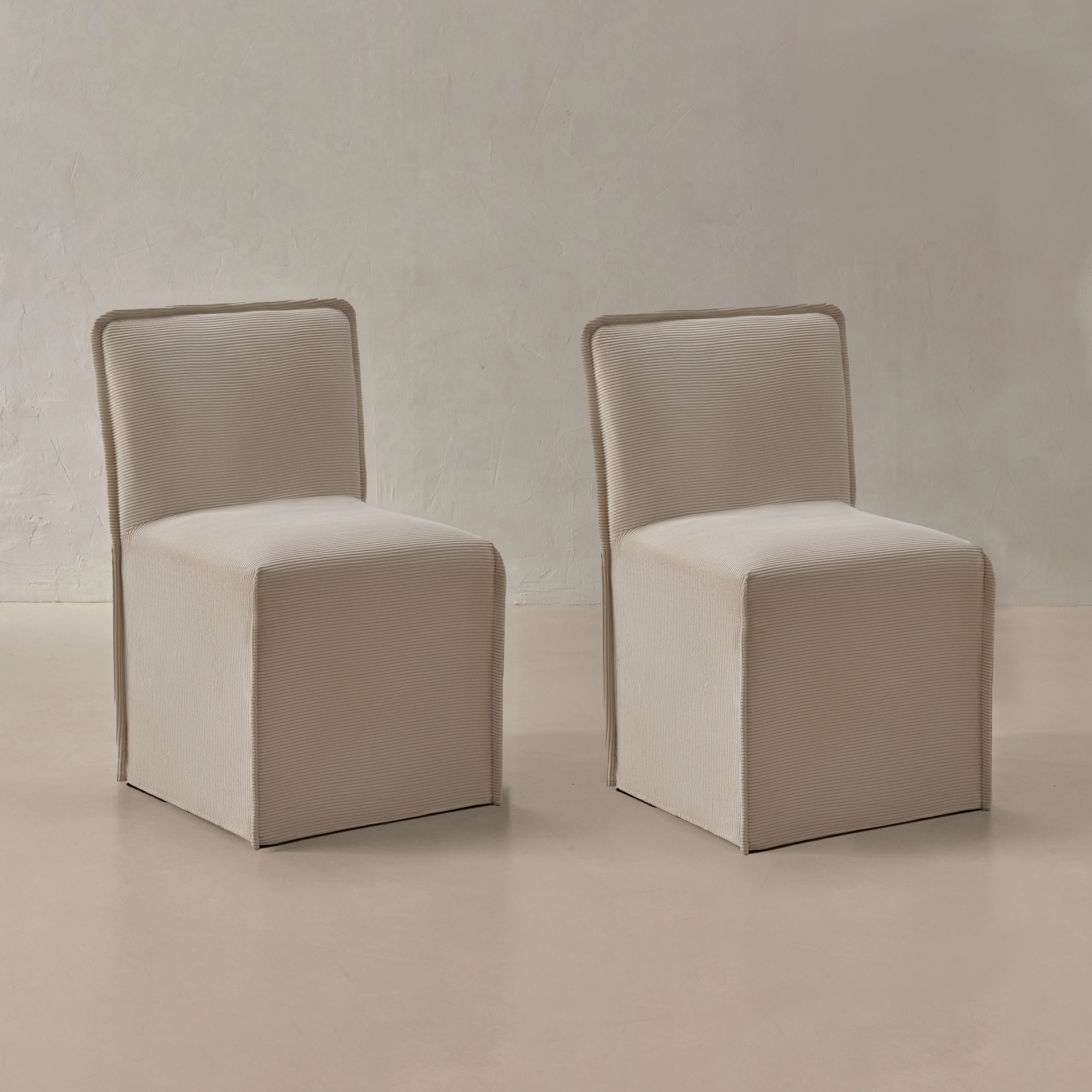 Washable Upholstered Dining Chair | 15 Back Height in Milk (Set of 2)