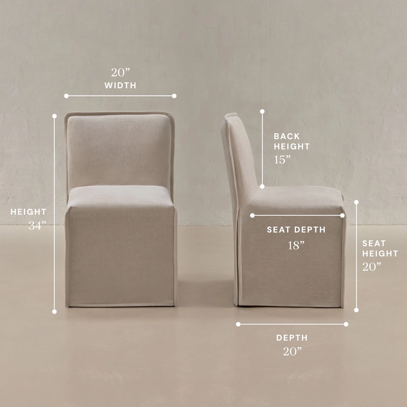 Washable Upholstered Dining Chair | 15 Back Height in Mist (Set of 2)
