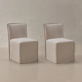 Washable Upholstered Dining Chair | 15 Back Height in Mist (Set of 2)