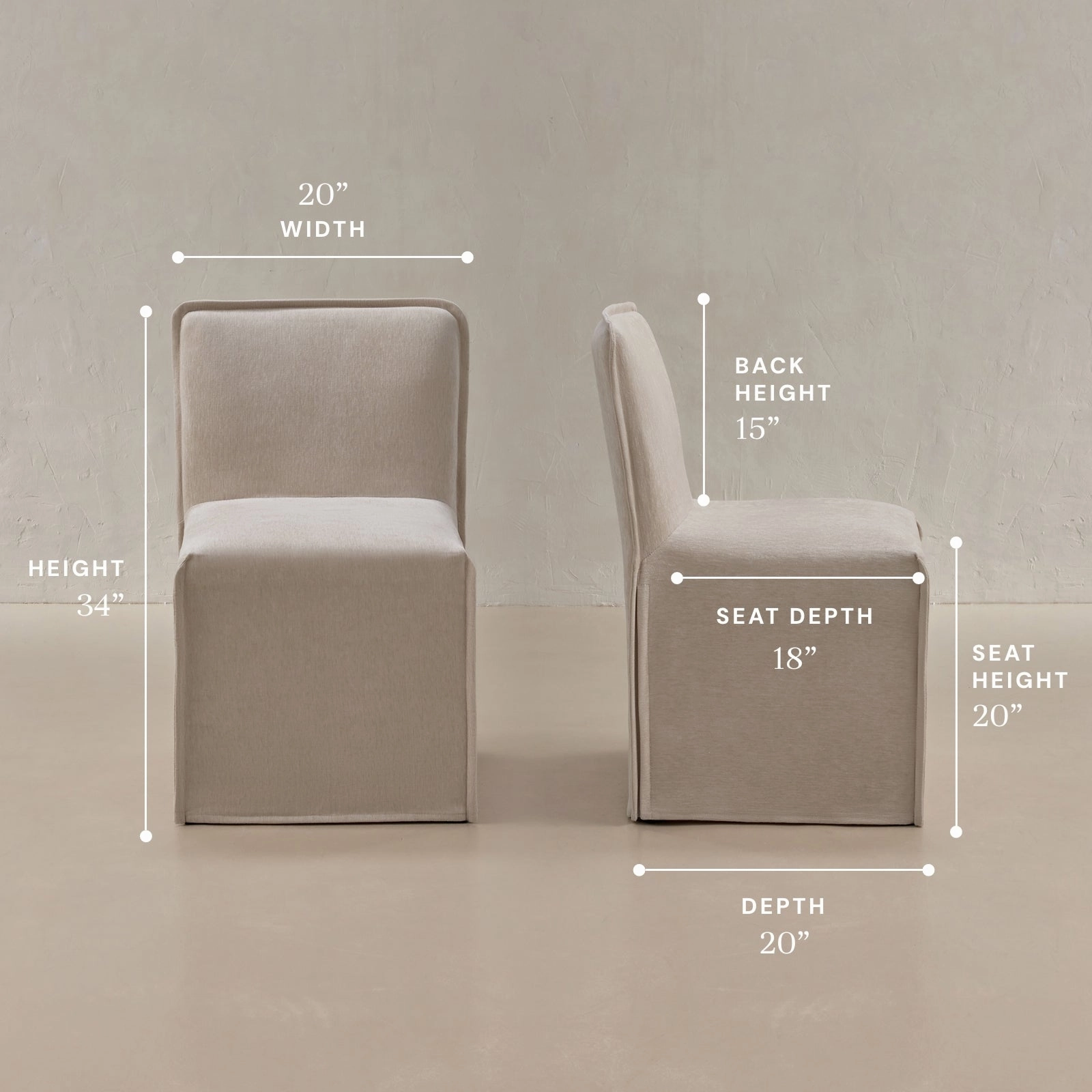 Washable Upholstered Dining Chair | 15 Back Height in Mist