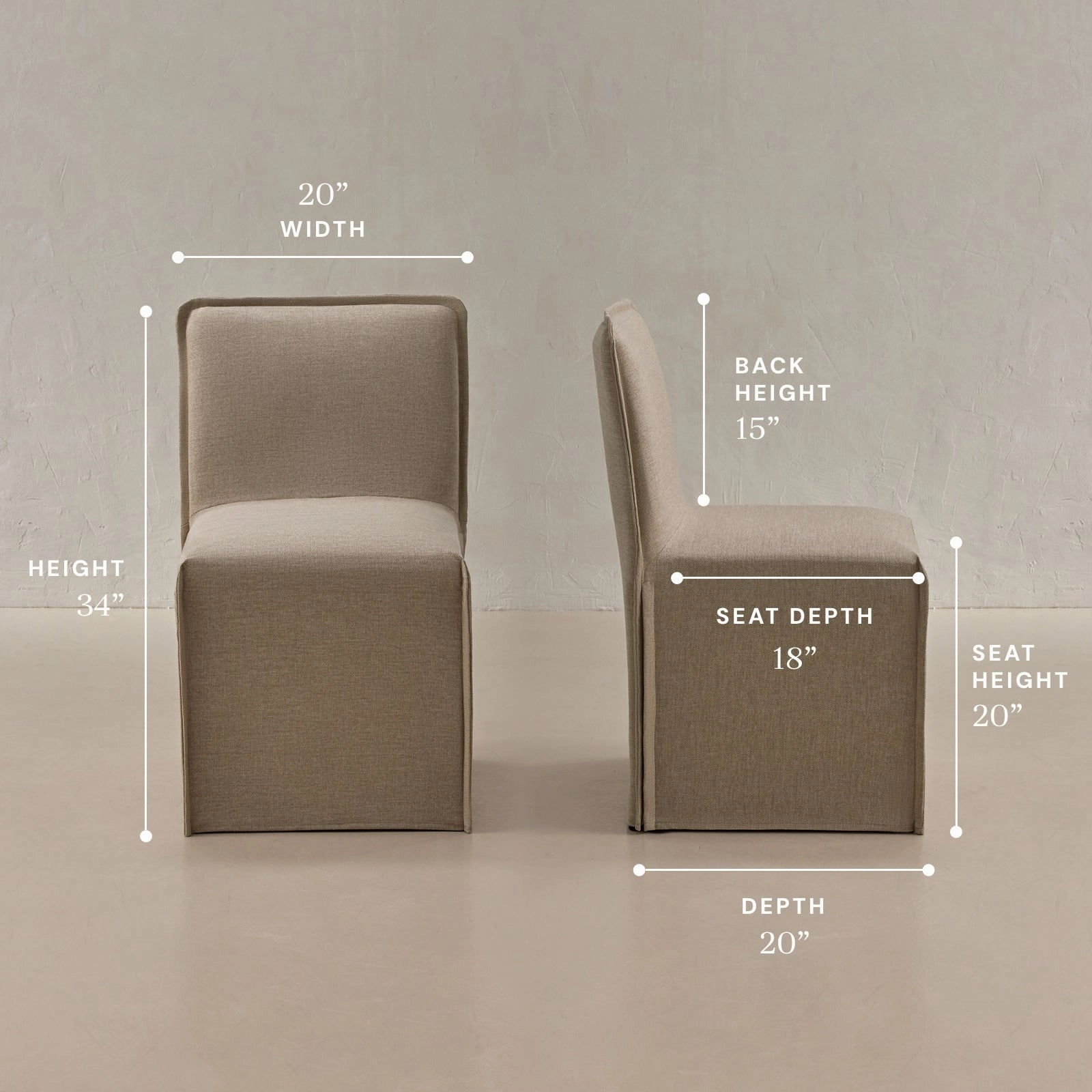 Washable Upholstered Dining Chair | 15 Back Height in Oat