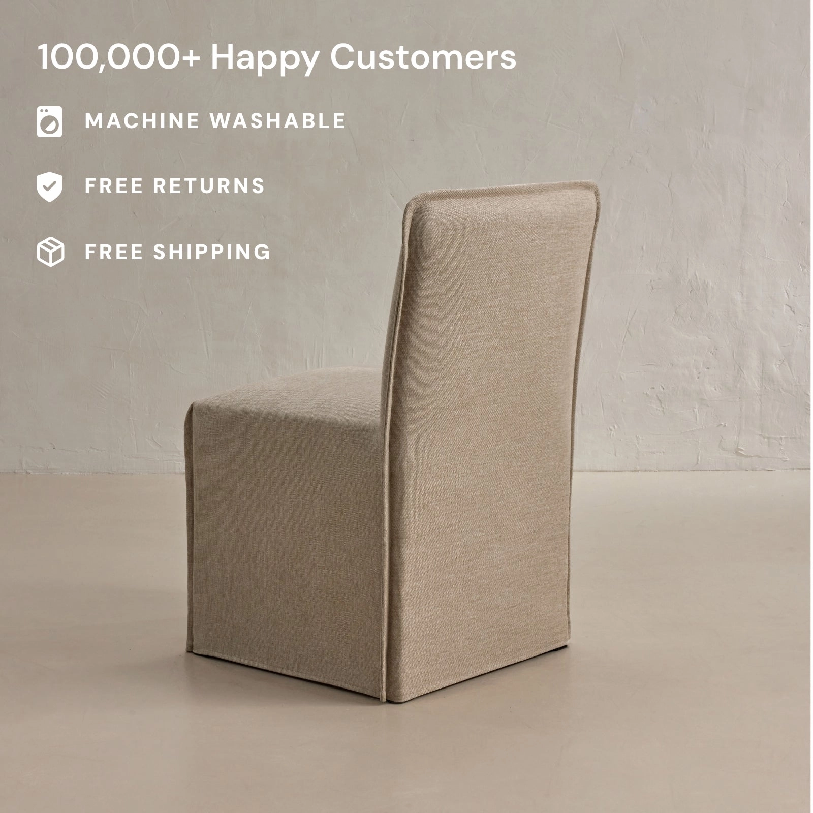 Washable Upholstered Dining Chair | 15 Back Height in Oat