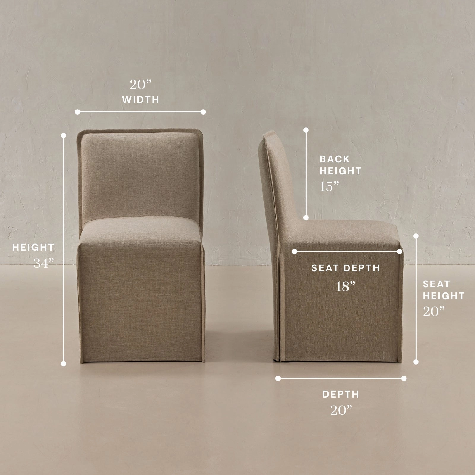 Washable Upholstered Dining Chair | 15 Back Height in Oat