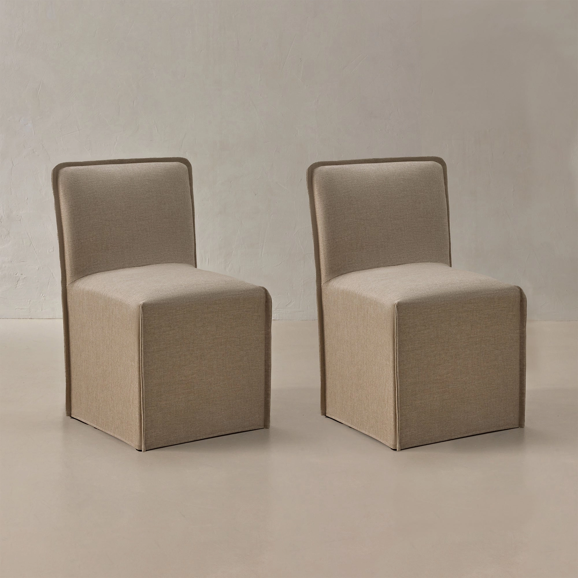 Washable Upholstered Dining Chair | 15 Back Height in Oat (Set of 2)