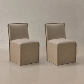 Washable Upholstered Dining Chair | 15 Back Height in Oat (Set of 2)
