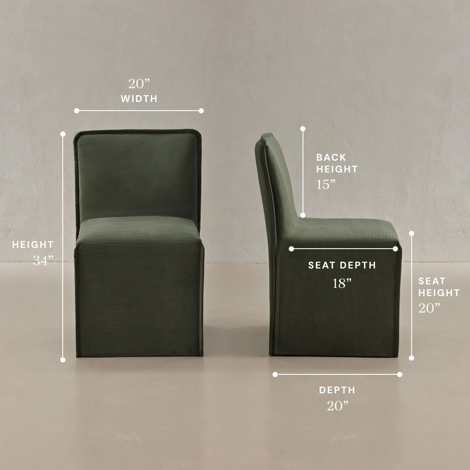 Washable Upholstered Dining Chair | 15 Back Height in Olivine (Set of 2)