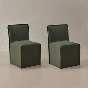 Washable Upholstered Dining Chair | 15 Back Height in Olivine (Set of 2)