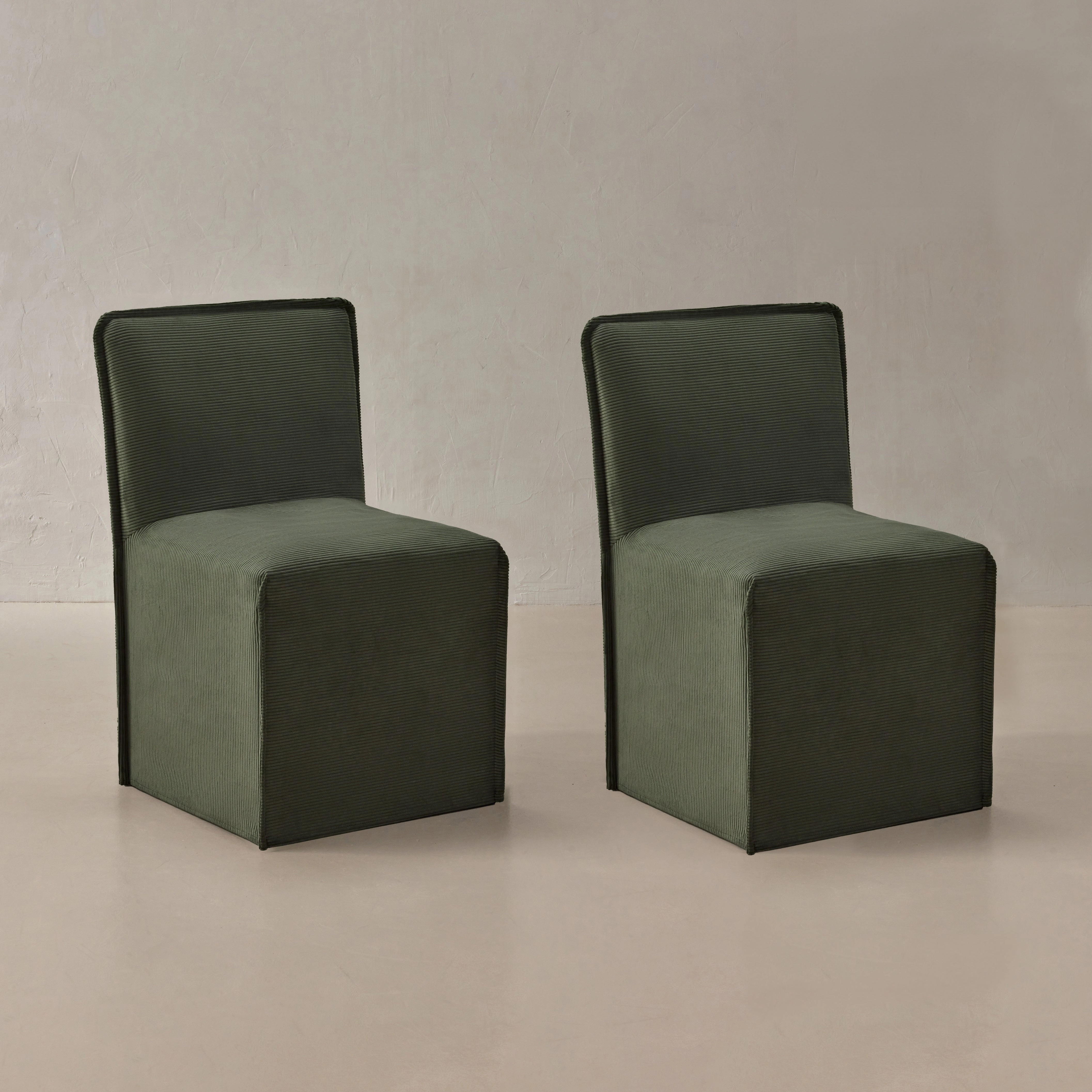 Washable Upholstered Dining Chair | 15 Back Height in Olivine (Set of 2)