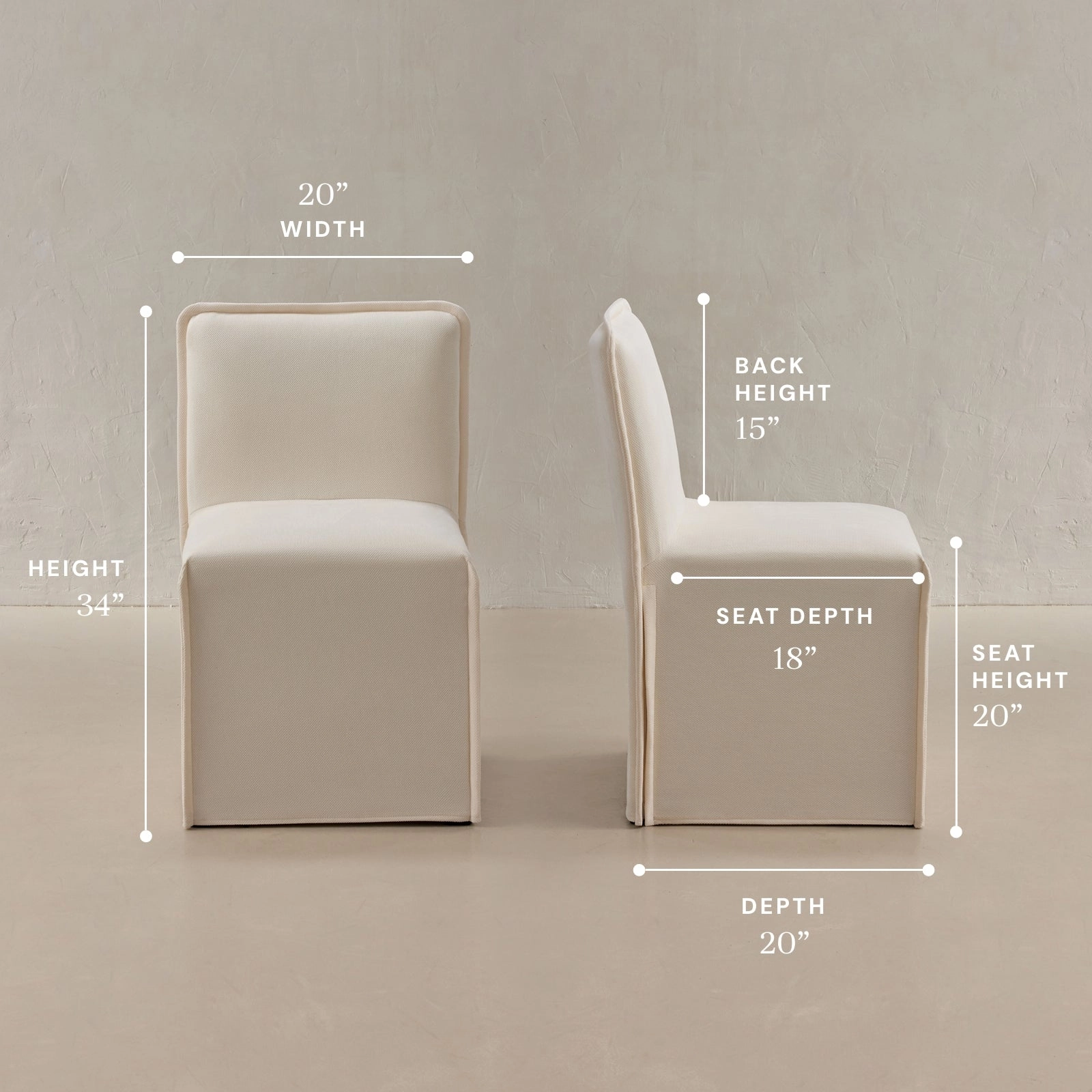 Washable Upholstered Dining Chair | 15 Back Height in Powder