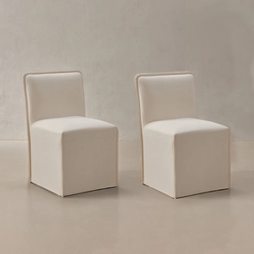 Washable Upholstered Dining Chair | 15 Back Height in Powder (Set of 2)