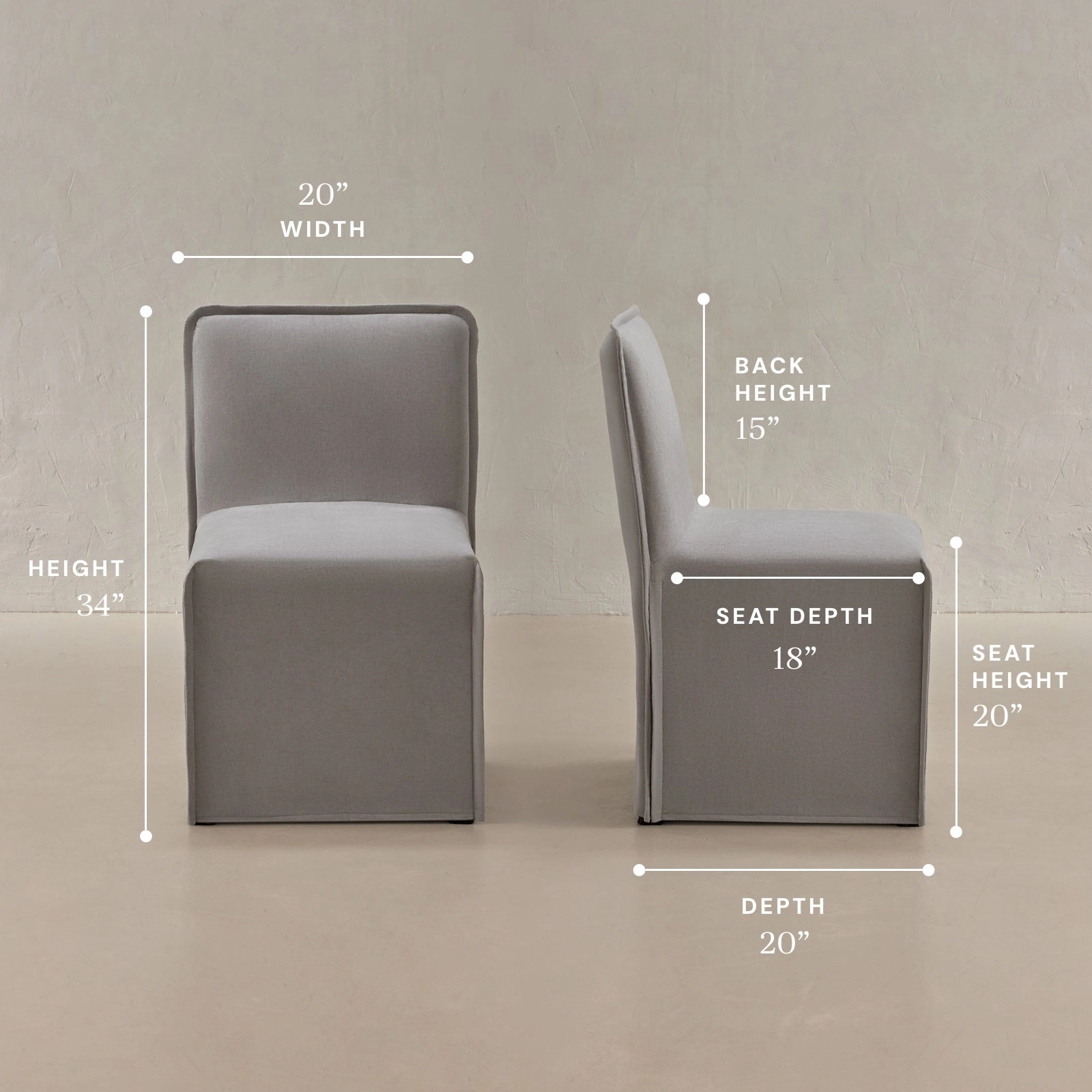 Washable Upholstered Dining Chair | 15 Back Height in Pumice
