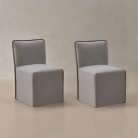 Washable Upholstered Dining Chair | 15 Back Height in Pumice (Set of 2)