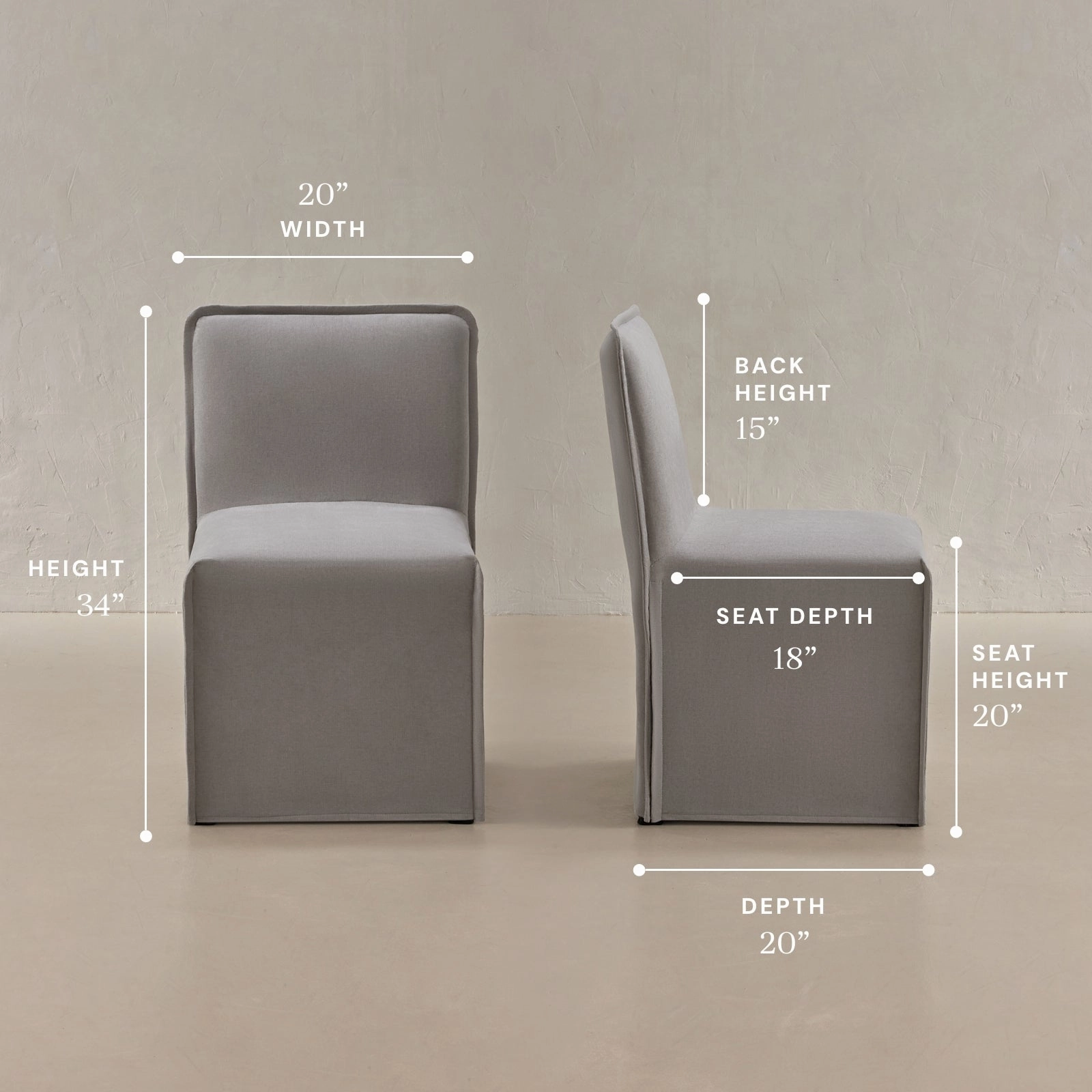 Washable Upholstered Dining Chair | 15 Back Height in Pumice (Set of 2)