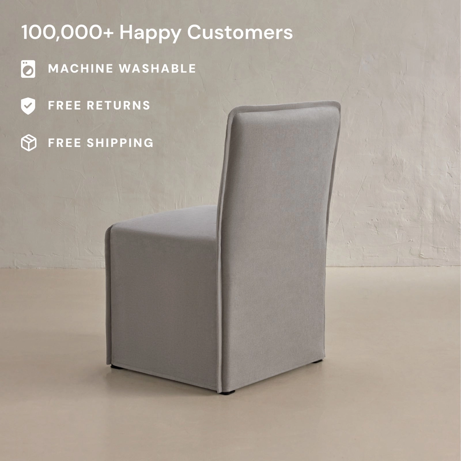 Washable Upholstered Dining Chair | 15 Back Height in Pumice (Set of 2)