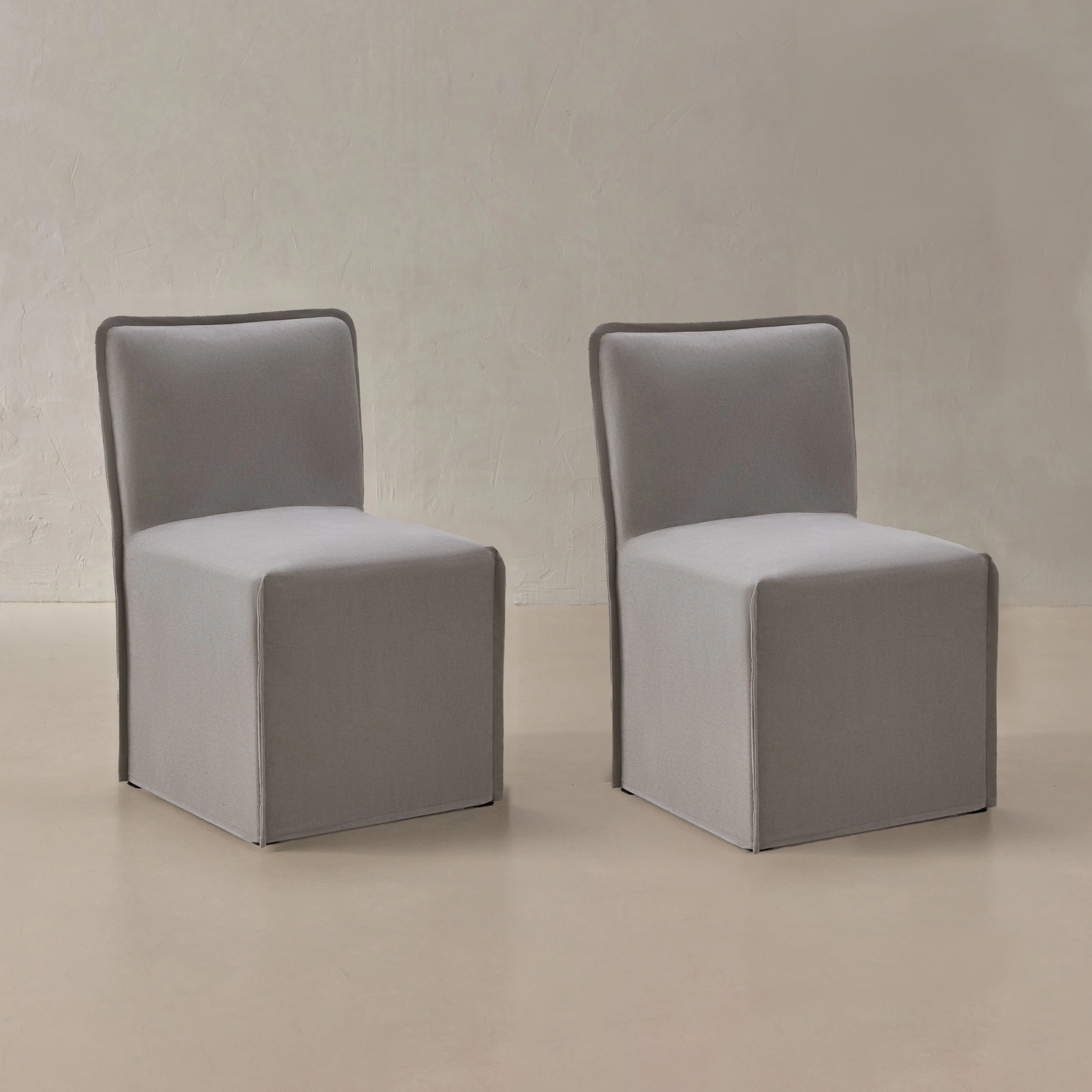 Washable Upholstered Dining Chair | 15 Back Height in Pumice (Set of 2)