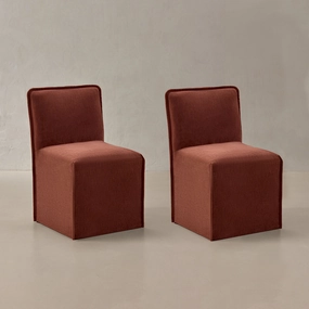 Washable Upholstered Dining Chair | 15 Back Height in Rust (Set of 2)