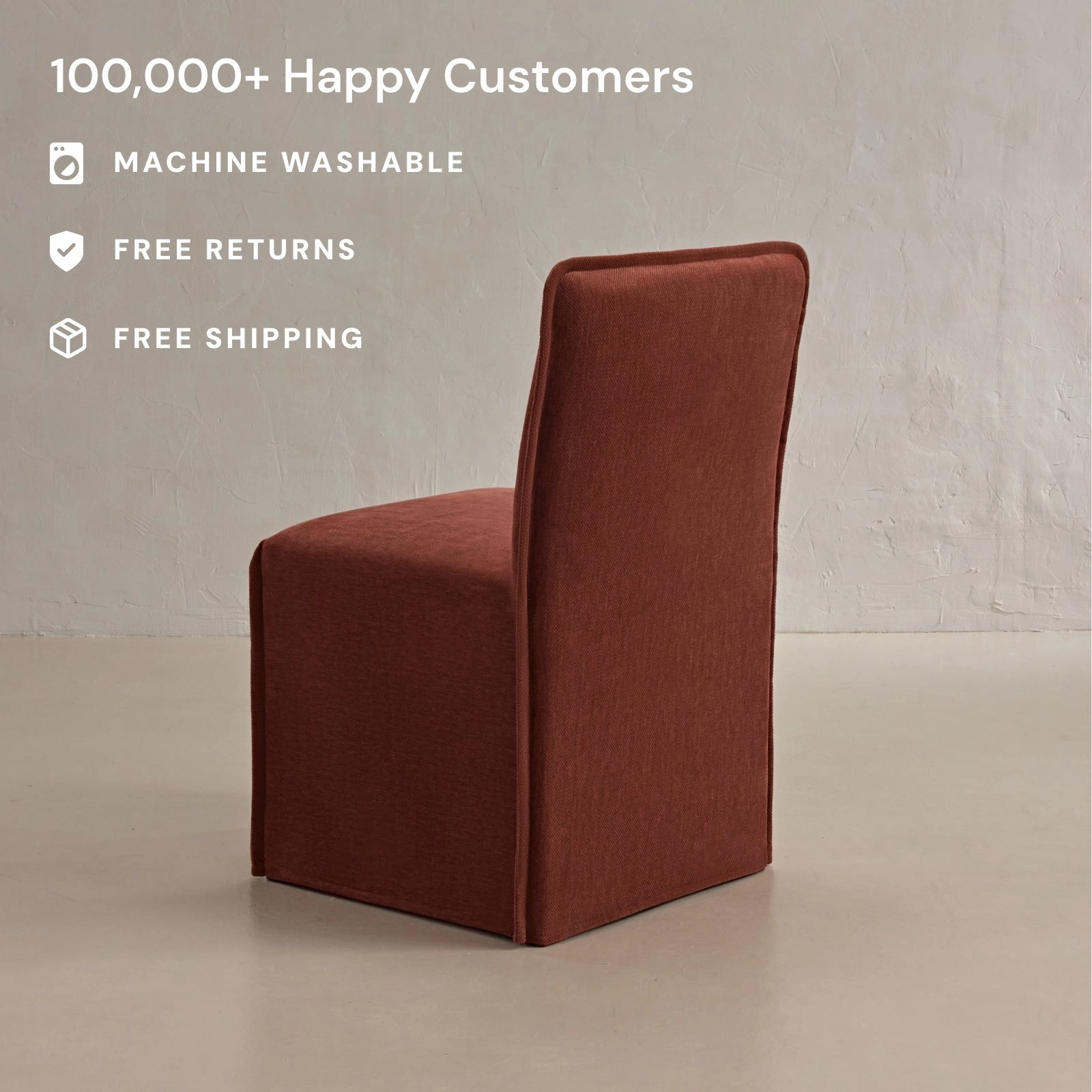 Washable Upholstered Dining Chair | 15 Back Height in Rust (Set of 2)