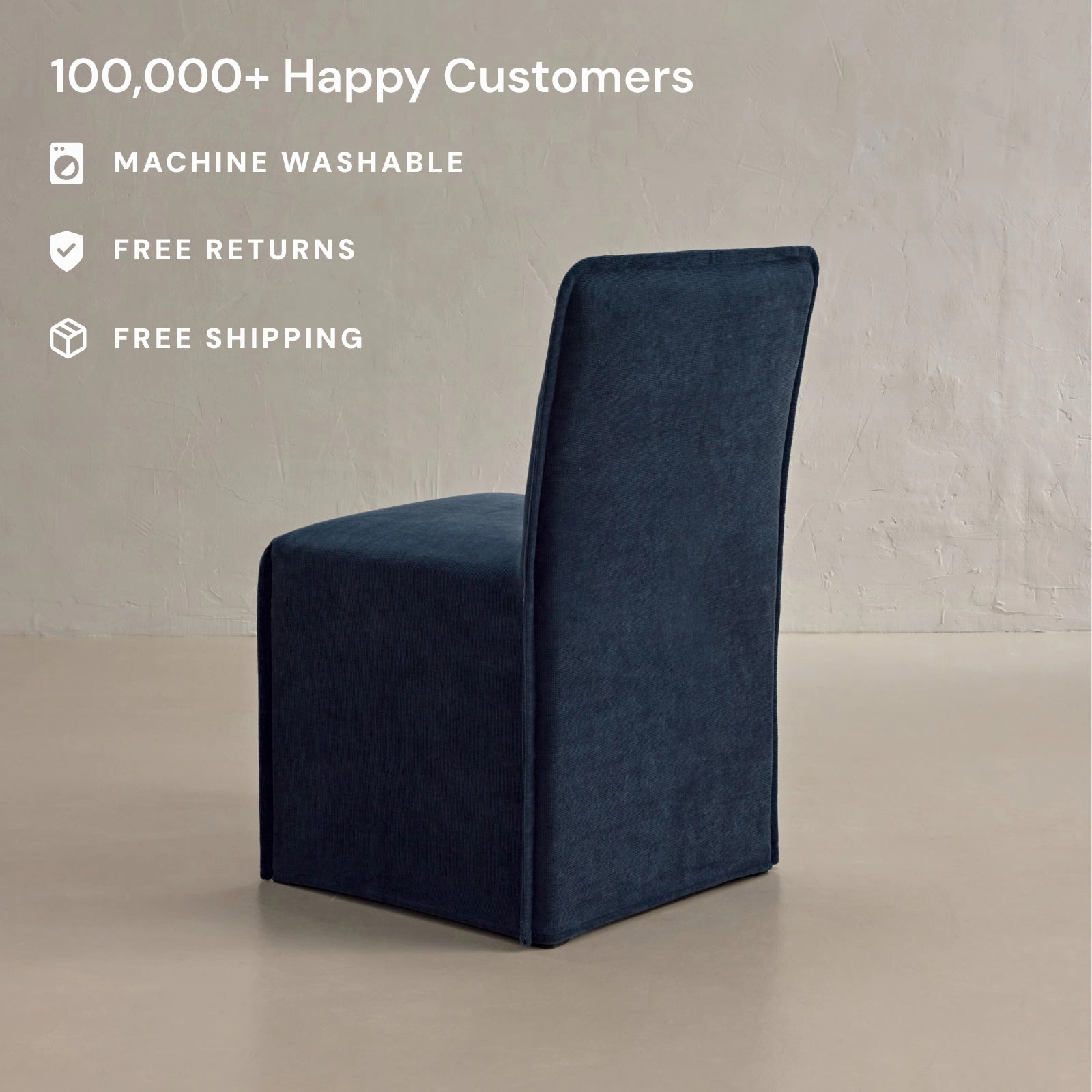 Washable Upholstered Dining Chair | 15 Back Height in Sumi (Set of 2)