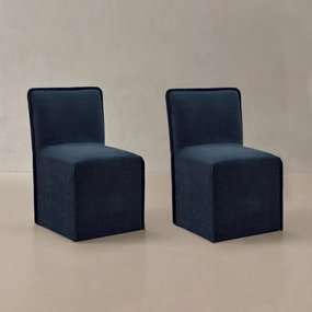 Washable Upholstered Dining Chair | 15 Back Height in Sumi (Set of 2)