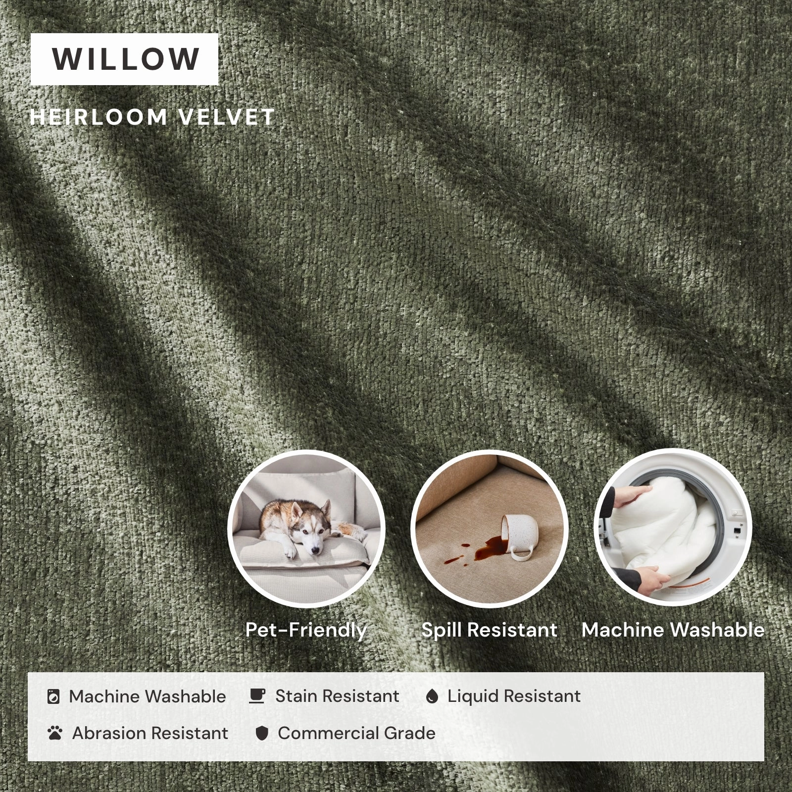Washable Upholstered Dining Chair | 15 Back Height in Willow