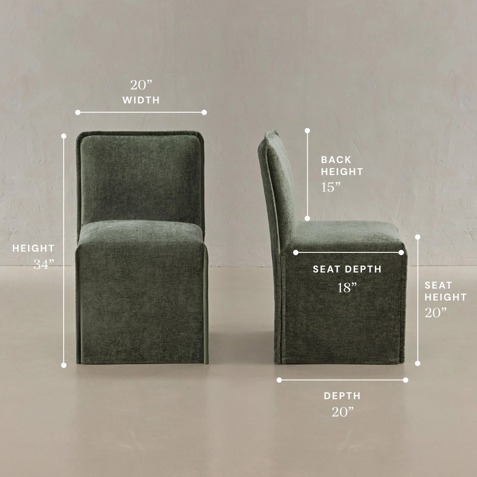 Washable Upholstered Dining Chair | 15 Back Height in Willow
