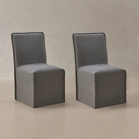 Washable Upholstered Dining Chair | 19 Back Height in Ash (Set of 2)