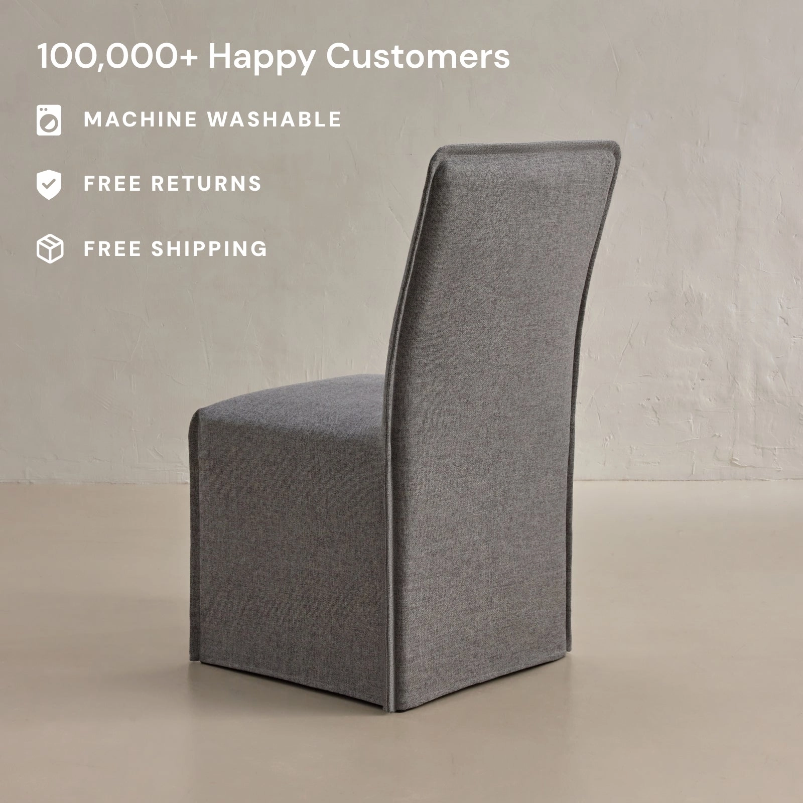 Washable Upholstered Dining Chair | 19 Back Height in Ash (Set of 2)