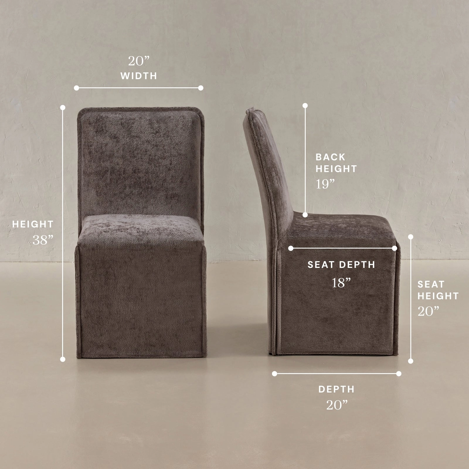 Washable Upholstered Dining Chair | 19 Back Height in Caviar (Set of 2)
