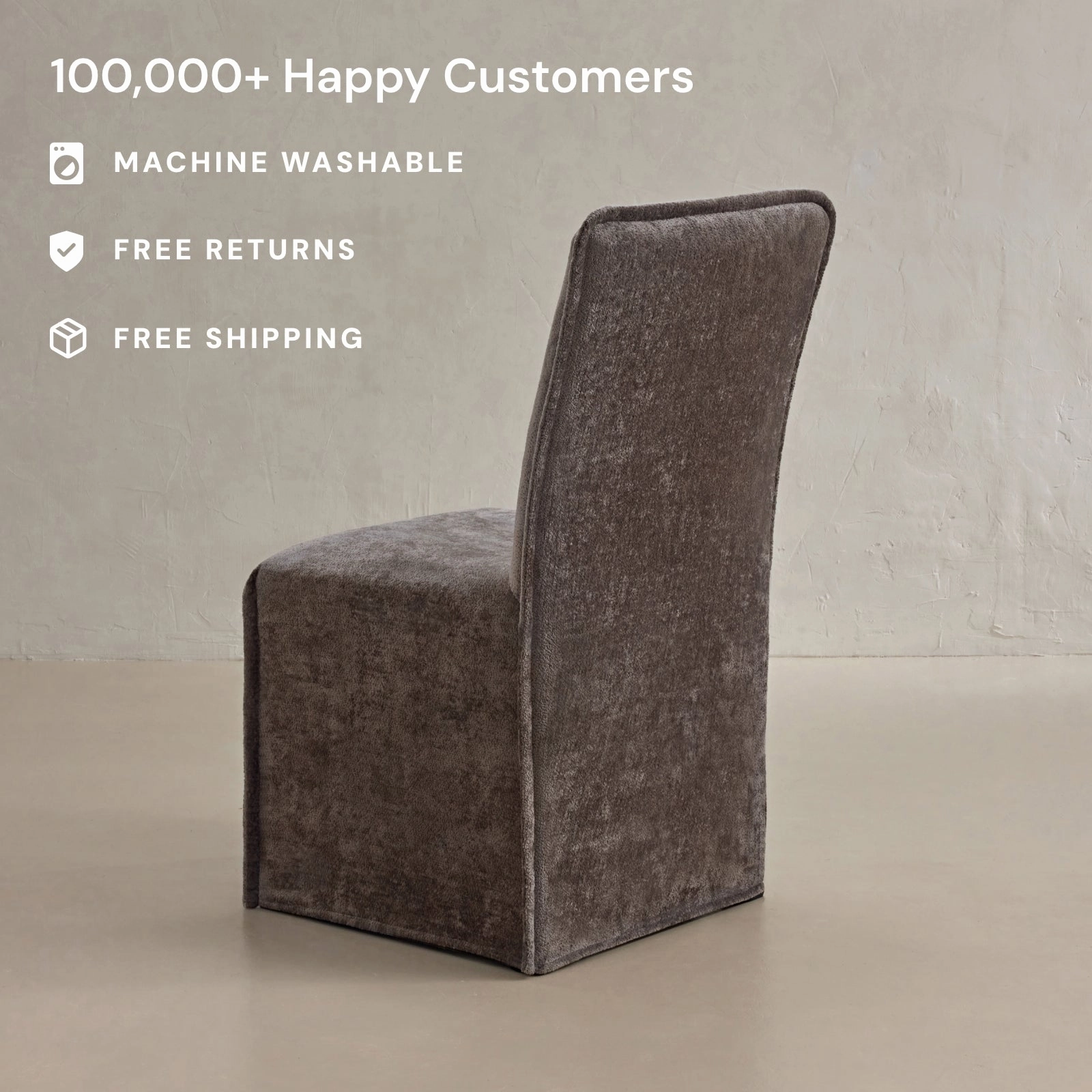 Washable Upholstered Dining Chair | 19 Back Height in Caviar (Set of 2)