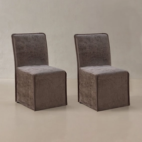 Washable Upholstered Dining Chair | 19 Back Height in Caviar (Set of 2)