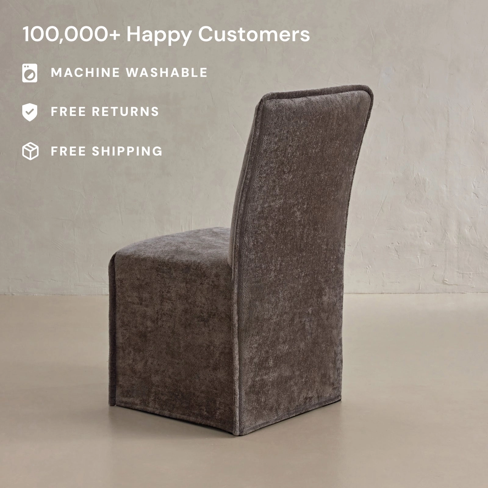 Washable Upholstered Dining Chair | 19 Back Height in Caviar