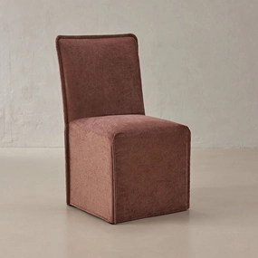 Washable Upholstered Dining Chair | 19 Back Height in Chestnut