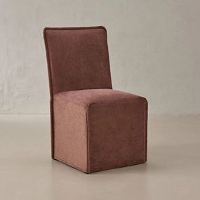 Washable Upholstered Dining Chair | 19 Back Height in Chestnut