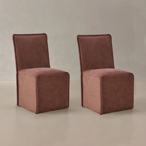Washable Upholstered Dining Chair | 19 Back Height in Chestnut (Set of 2)