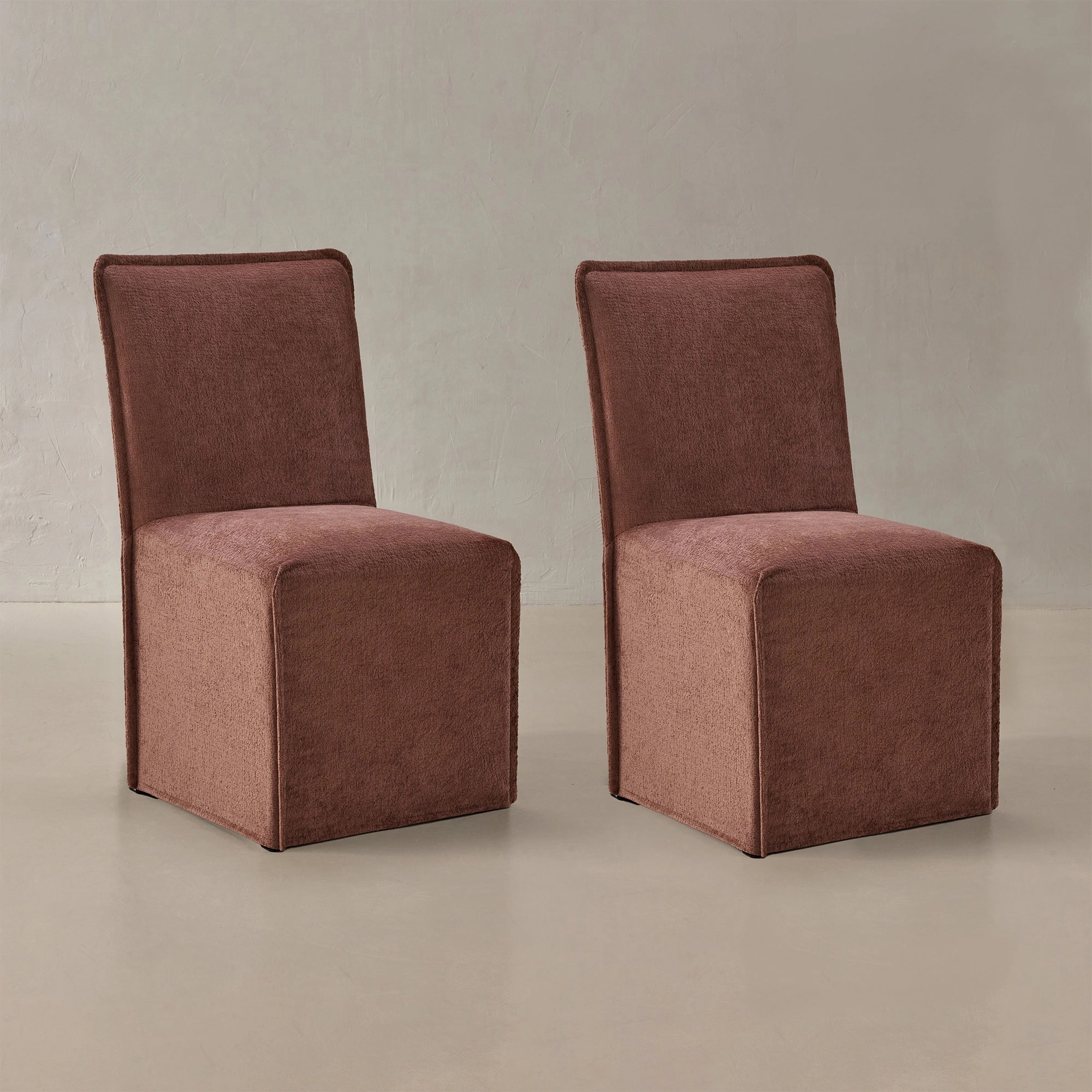 Washable Upholstered Dining Chair | 19 Back Height in Chestnut (Set of 2)