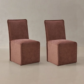 Washable Upholstered Dining Chair | 19 Back Height in Chestnut (Set of 2)