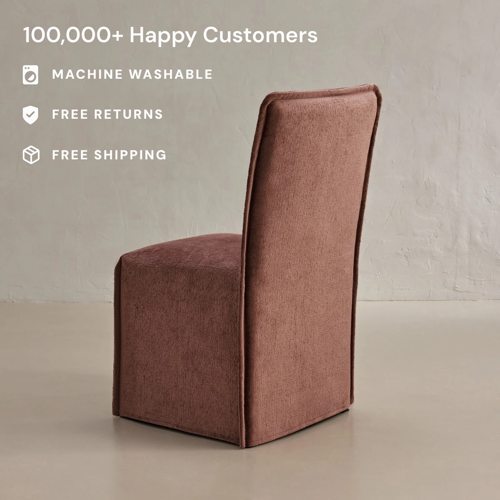Washable Upholstered Dining Chair | 19 Back Height in Chestnut (Set of 2)