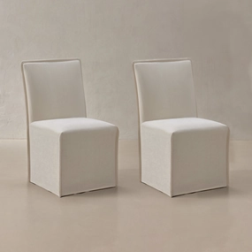 Washable Upholstered Dining Chair | 19 Back Height in Coco (Set of 2)