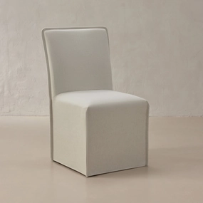 Washable Upholstered Dining Chair | 19 Back Height in Eggshell