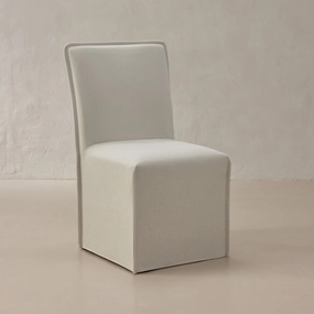 Washable Upholstered Dining Chair | 19 Back Height in Eggshell