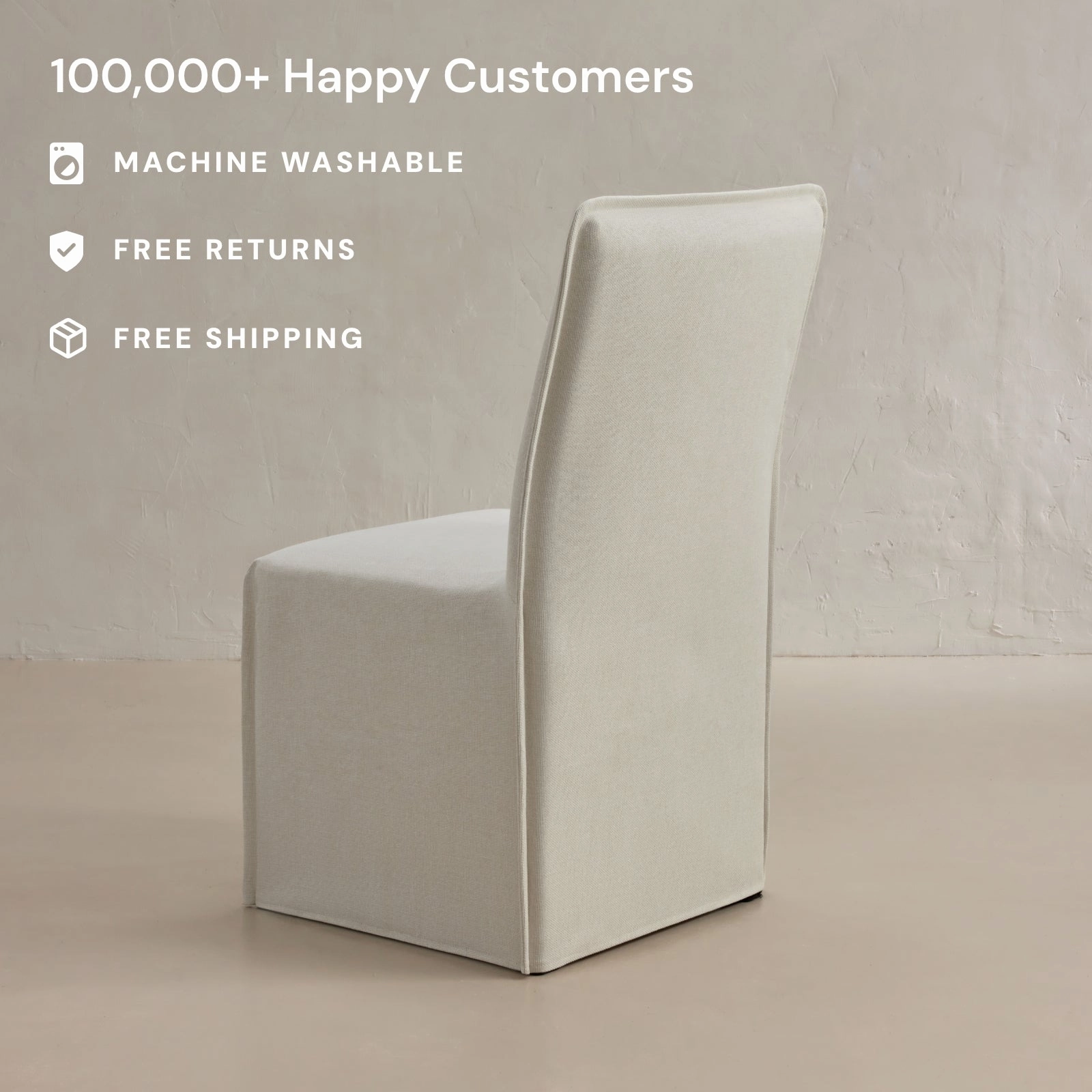 Washable Upholstered Dining Chair | 19 Back Height in Eggshell