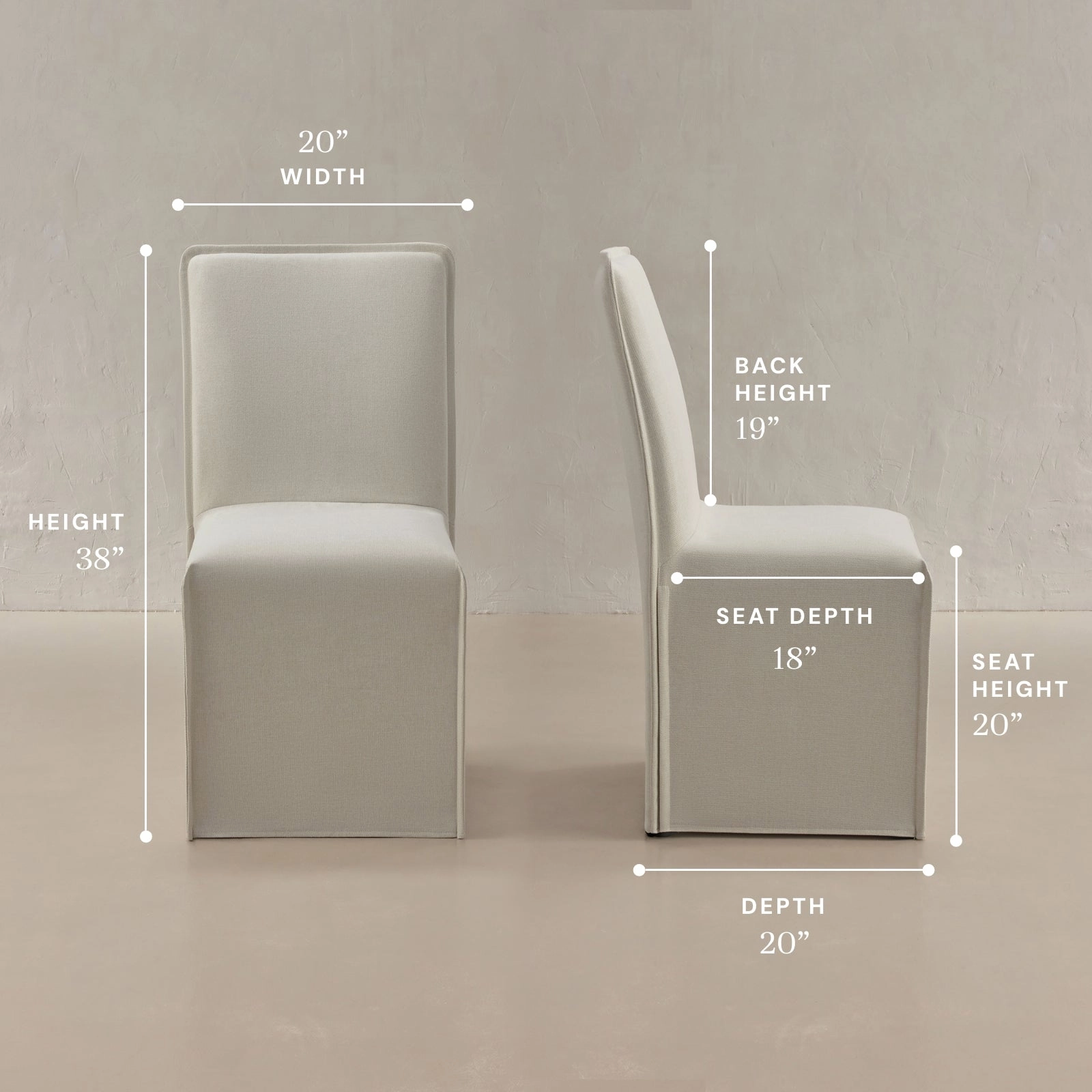 Washable Upholstered Dining Chair | 19 Back Height in Eggshell (Set of 2)