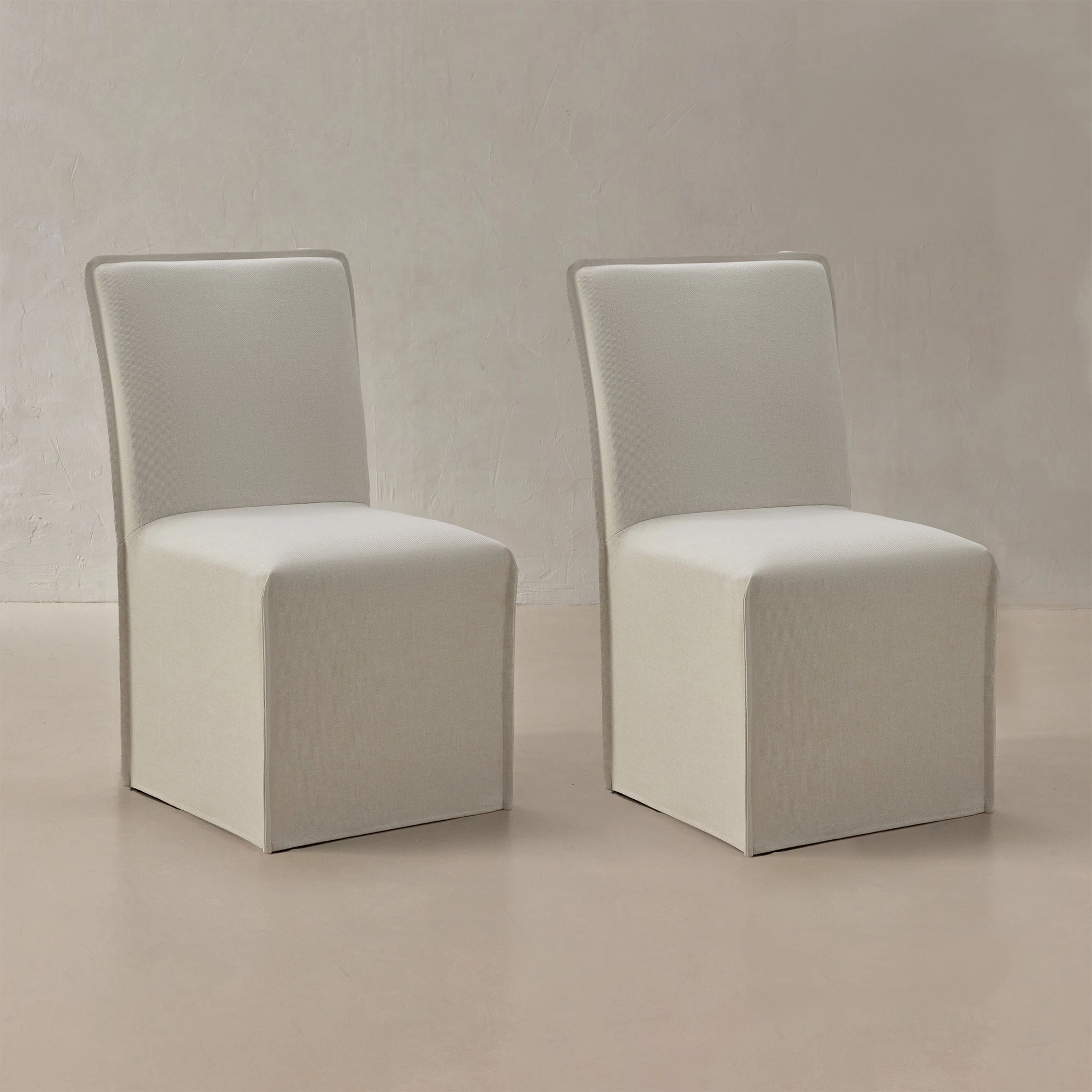 Washable Upholstered Dining Chair | 19 Back Height in Eggshell (Set of 2)