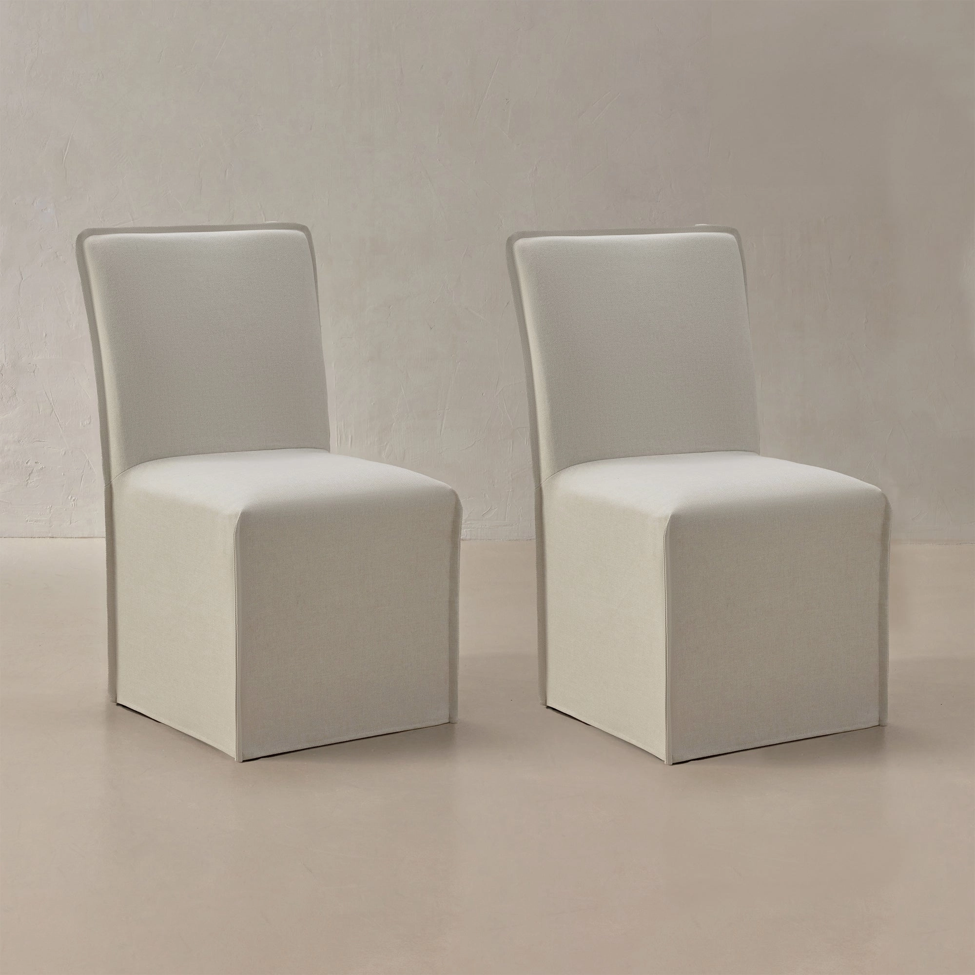 Washable Upholstered Dining Chair | 19 Back Height in Eggshell (Set of 2)