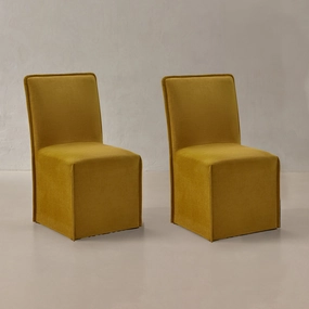 Washable Upholstered Dining Chair | 19 Back Height in Kiiro (Set of 2)