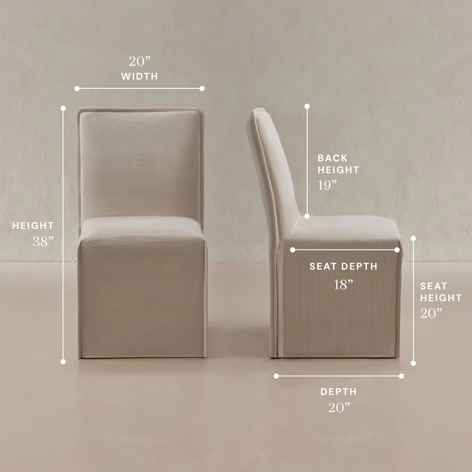 Washable Upholstered Dining Chair | 19 Back Height in Milk