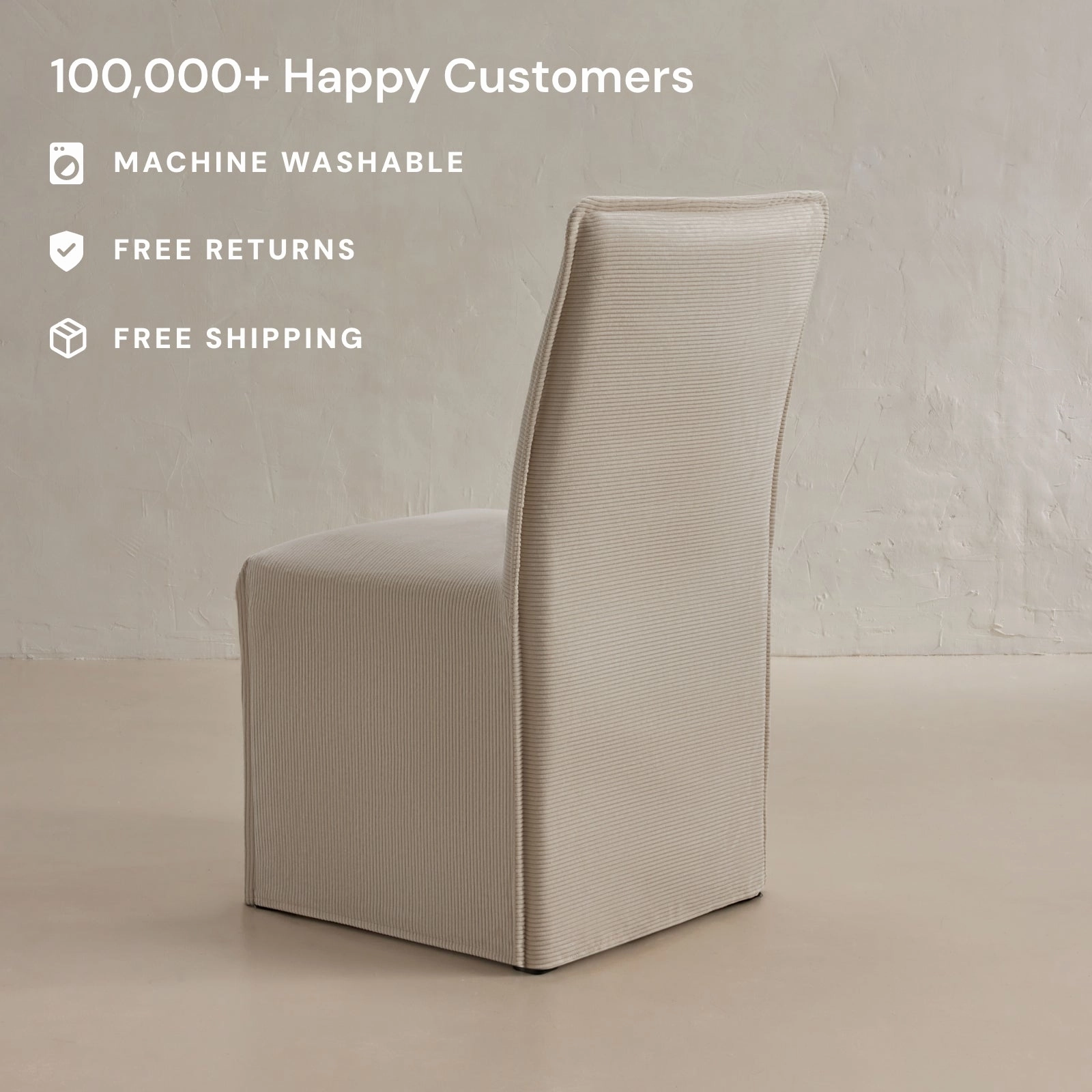 Washable Upholstered Dining Chair | 19 Back Height in Milk