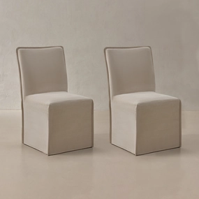 Washable Upholstered Dining Chair | 19 Back Height in Milk (Set of 2)