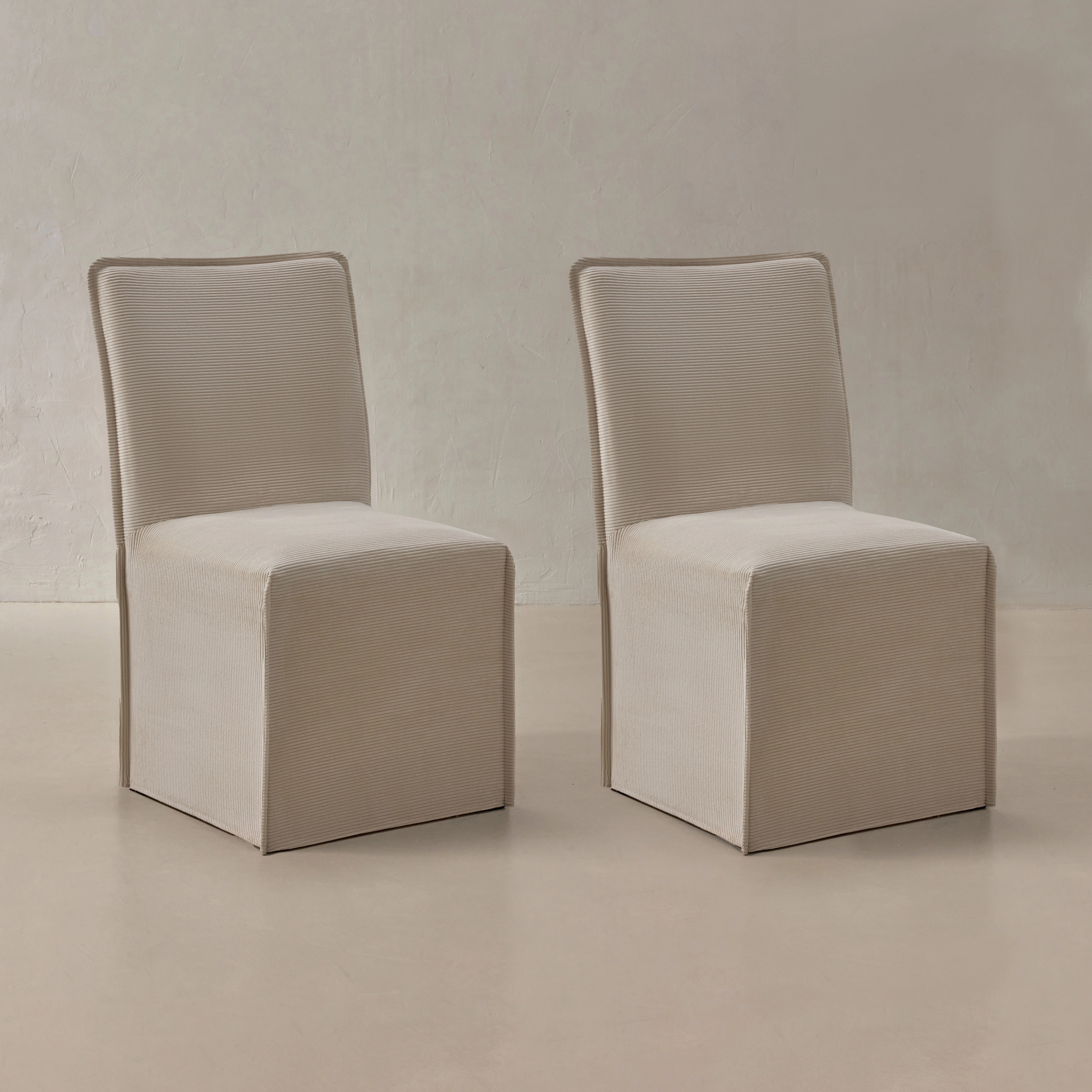 Washable Upholstered Dining Chair | 19 Back Height in Milk (Set of 2)